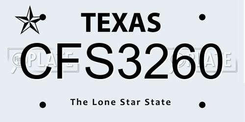 CFS3260 Texas License Plate