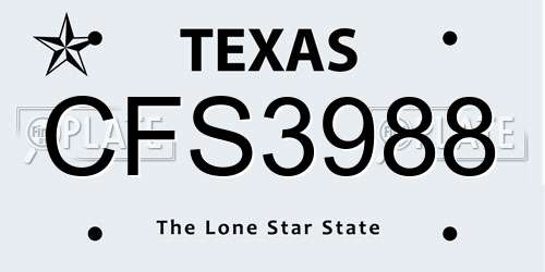 CFS3988 Texas License Plate