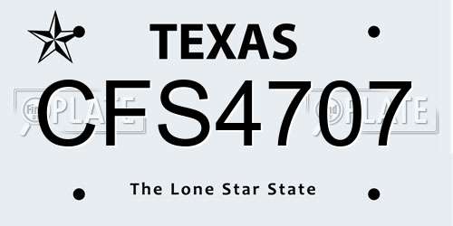 CFS4707 Texas License Plate