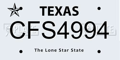 CFS4994 Texas License Plate