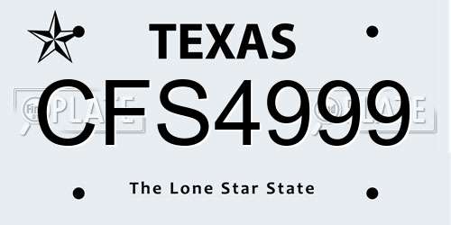 CFS4999 Texas License Plate