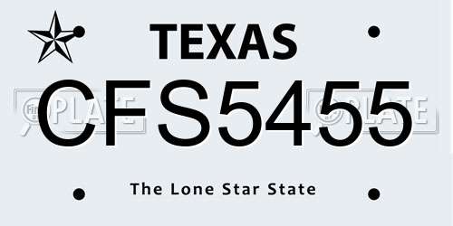CFS5455 Texas License Plate