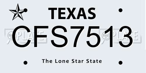 CFS7513 Texas License Plate