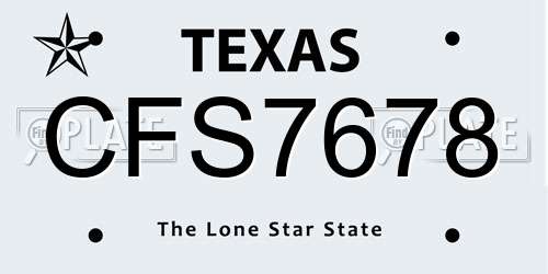CFS7678 Texas License Plate