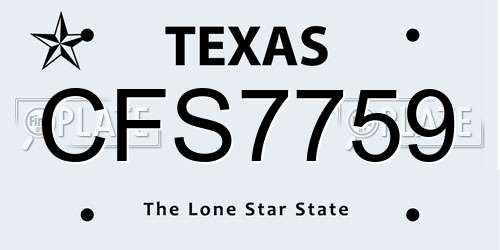CFS7759 Texas License Plate