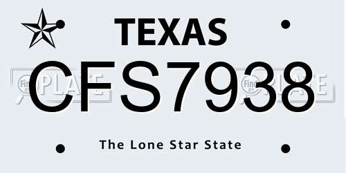 CFS7938 Texas License Plate