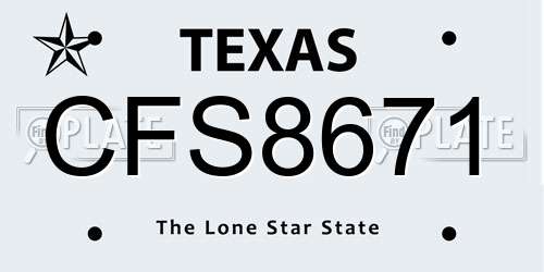 CFS8671 Texas License Plate