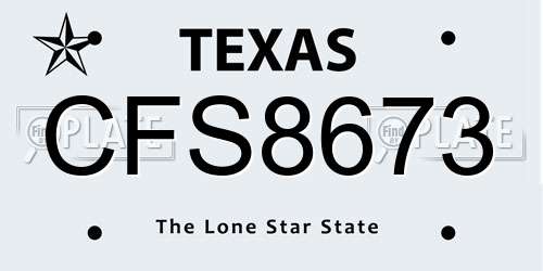 CFS8673 Texas License Plate