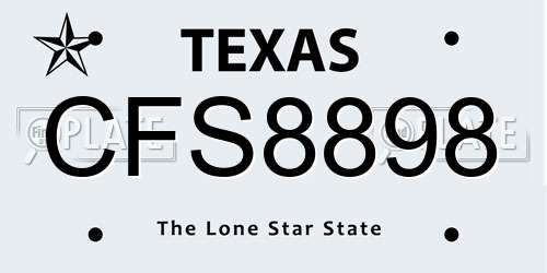 CFS8898 Texas License Plate
