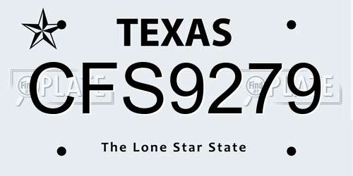 CFS9279 Texas License Plate