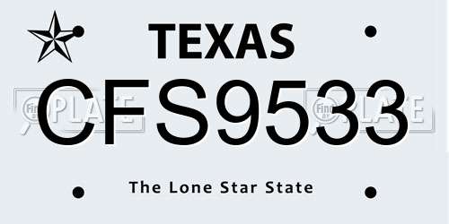 CFS9533 Texas License Plate