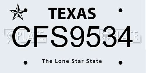 CFS9534 Texas License Plate