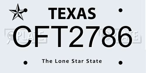 CFT2786 Texas License Plate