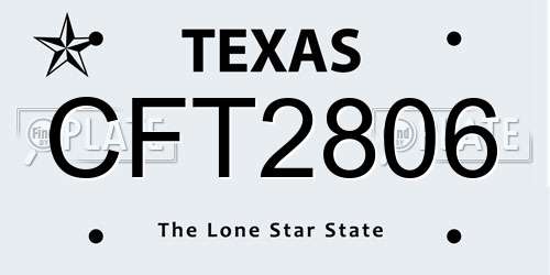 CFT2806 Texas License Plate