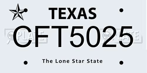 CFT5025 Texas License Plate