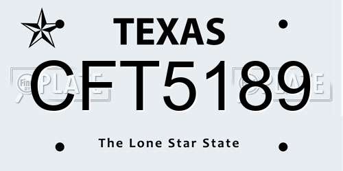 CFT5189 Texas License Plate