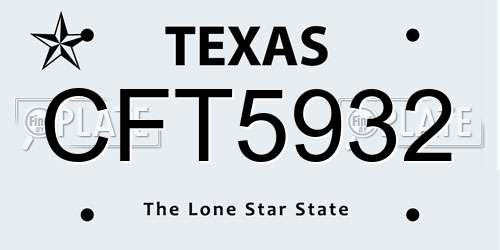 CFT5932 Texas License Plate