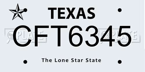 CFT6345 Texas License Plate