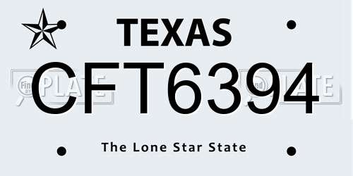 CFT6394 Texas License Plate