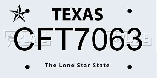 CFT7063 Texas License Plate