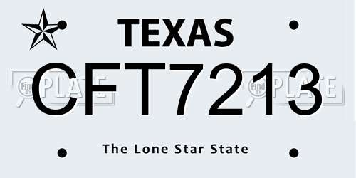 CFT7213 Texas License Plate