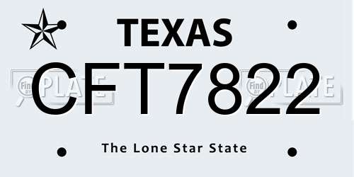CFT7822 Texas License Plate