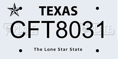 CFT8031 Texas License Plate