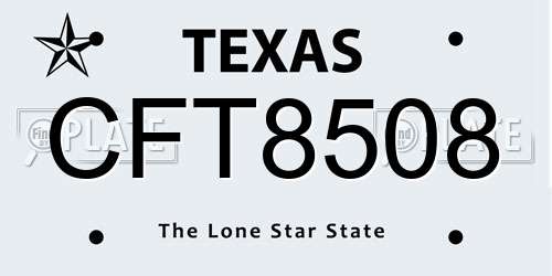 CFT8508 Texas License Plate