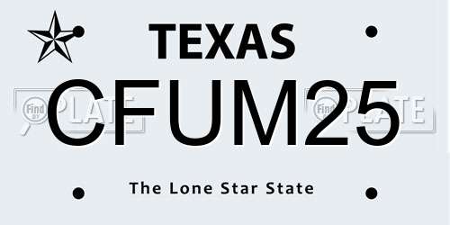 CFUM25 Texas License Plate