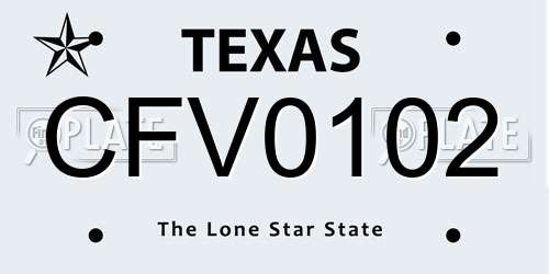 CFV0102 Texas License Plate