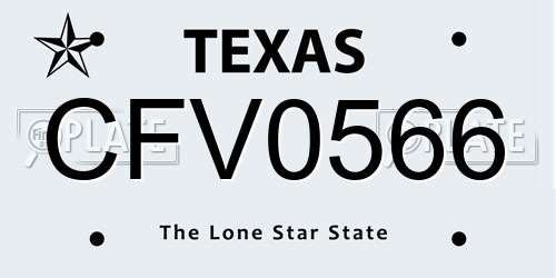 CFV0566 Texas License Plate