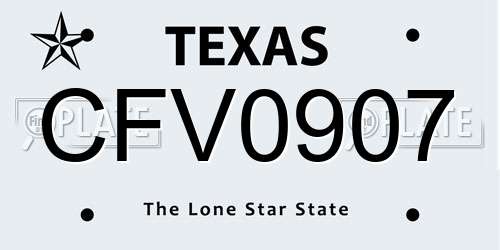 CFV0907 Texas License Plate