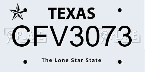 CFV3073 Texas License Plate