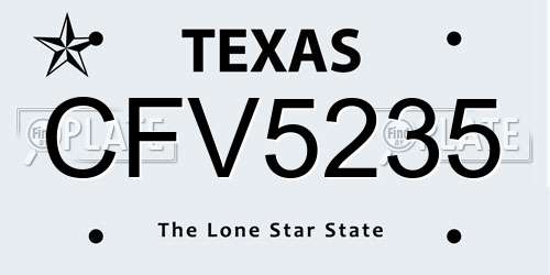 CFV5235 Texas License Plate