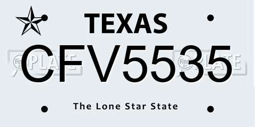 CFV5535 Texas License Plate