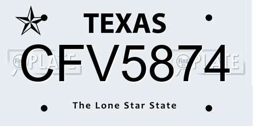 CFV5874 Texas License Plate