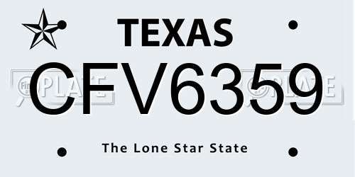 CFV6359 Texas License Plate