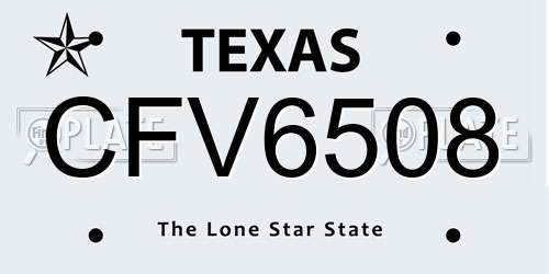 CFV6508 Texas License Plate