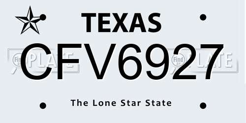CFV6927 Texas License Plate