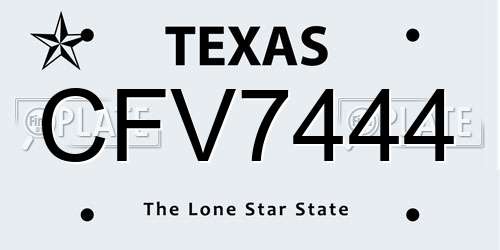 CFV7444 Texas License Plate