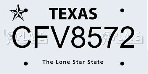 CFV8572 Texas License Plate
