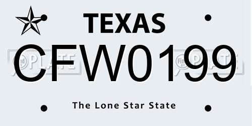 CFW0199 Texas License Plate