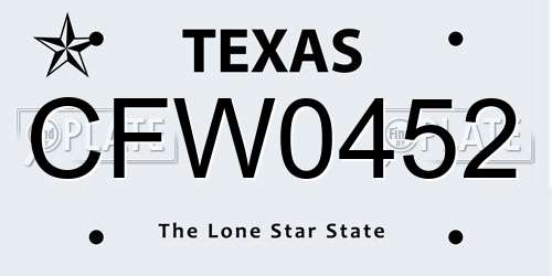 CFW0452 Texas License Plate