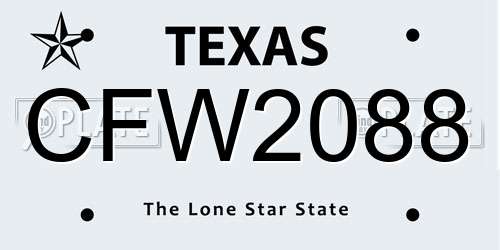 CFW2088 Texas License Plate