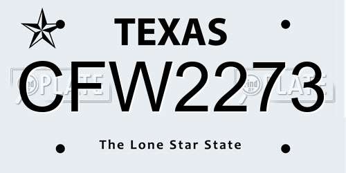 CFW2273 Texas License Plate