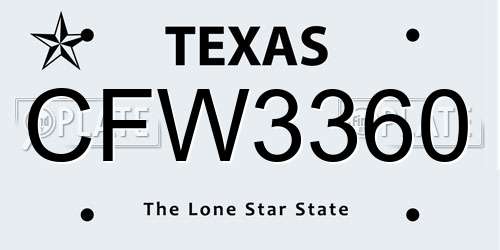 CFW3360 Texas License Plate