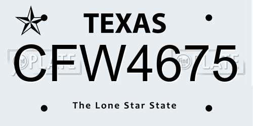 CFW4675 Texas License Plate