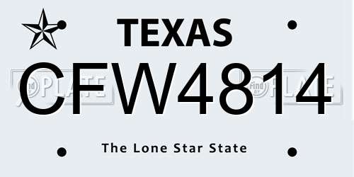 CFW4814 Texas License Plate