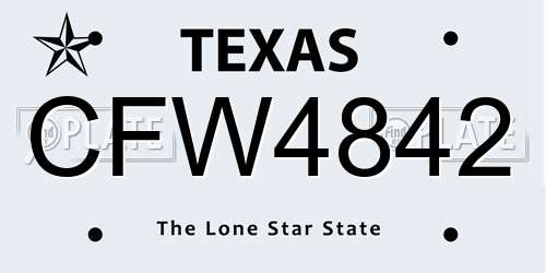 CFW4842 Texas License Plate