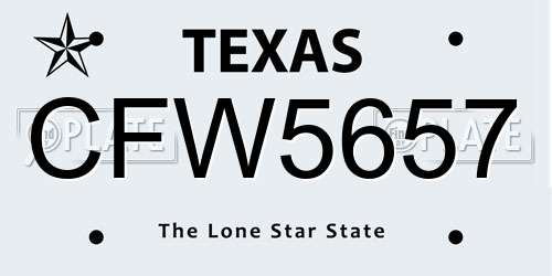 CFW5657 Texas License Plate